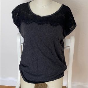 Loft grey T-shirt with lace detail